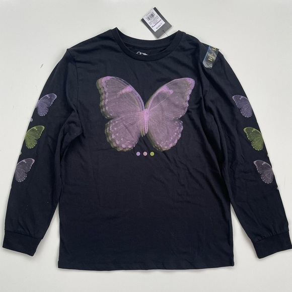 Target Art Class Girls Black Purple Butterfly Long Sleeve Tee Size Large NWT - Picture 1 of 6